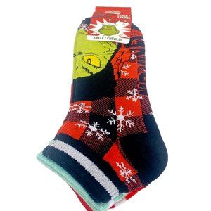 Dr. Seuss The Grinch Christmas Socks Unisex Festive Ankle Socks 3 Pack NEW
